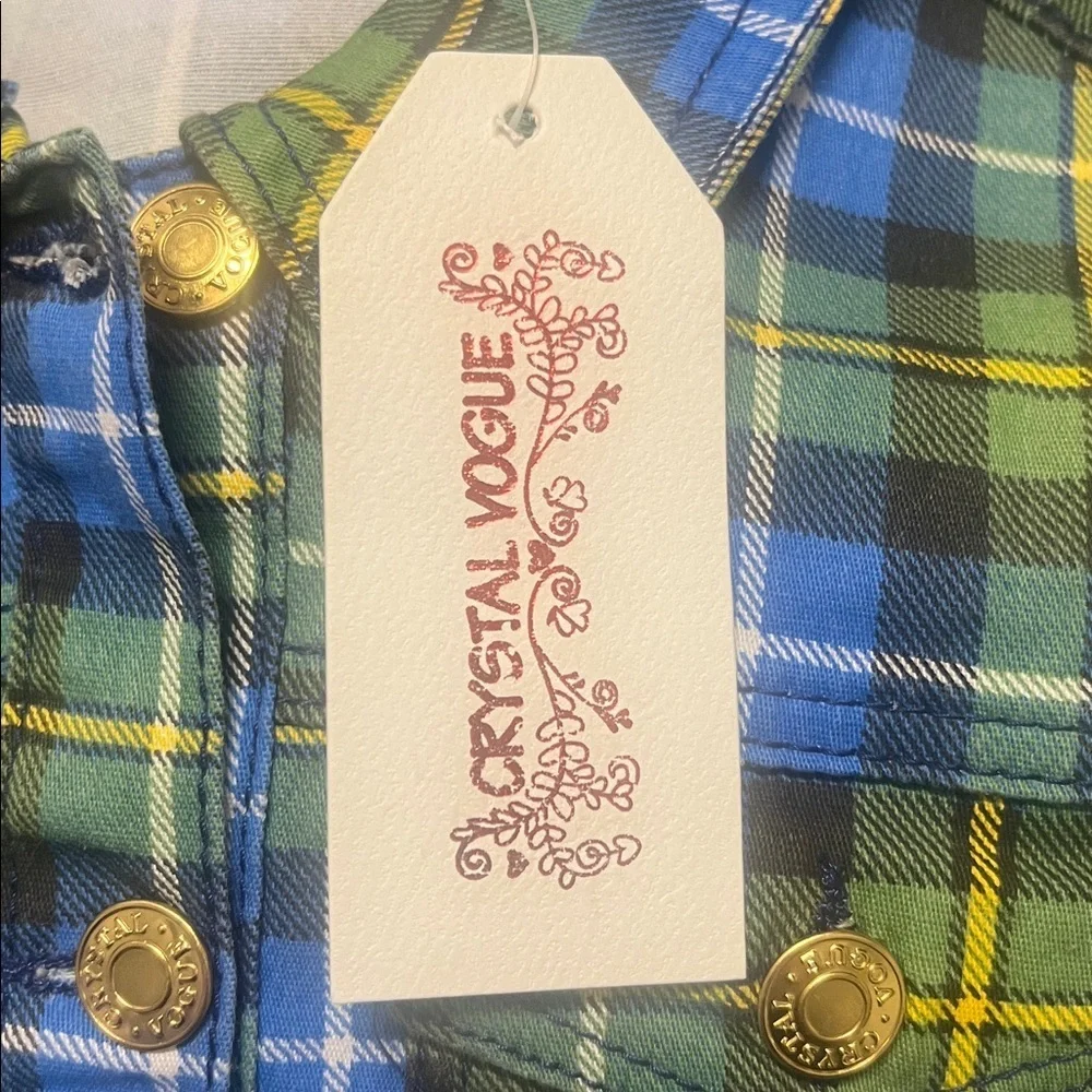Fiorucci Blue and Green Plaid Kids Vest